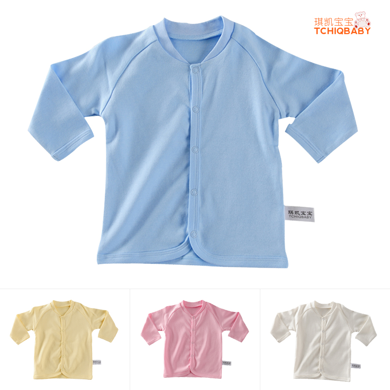 Baby 100% cotton o-neck long-sleeve basic cardigan newborn clothes