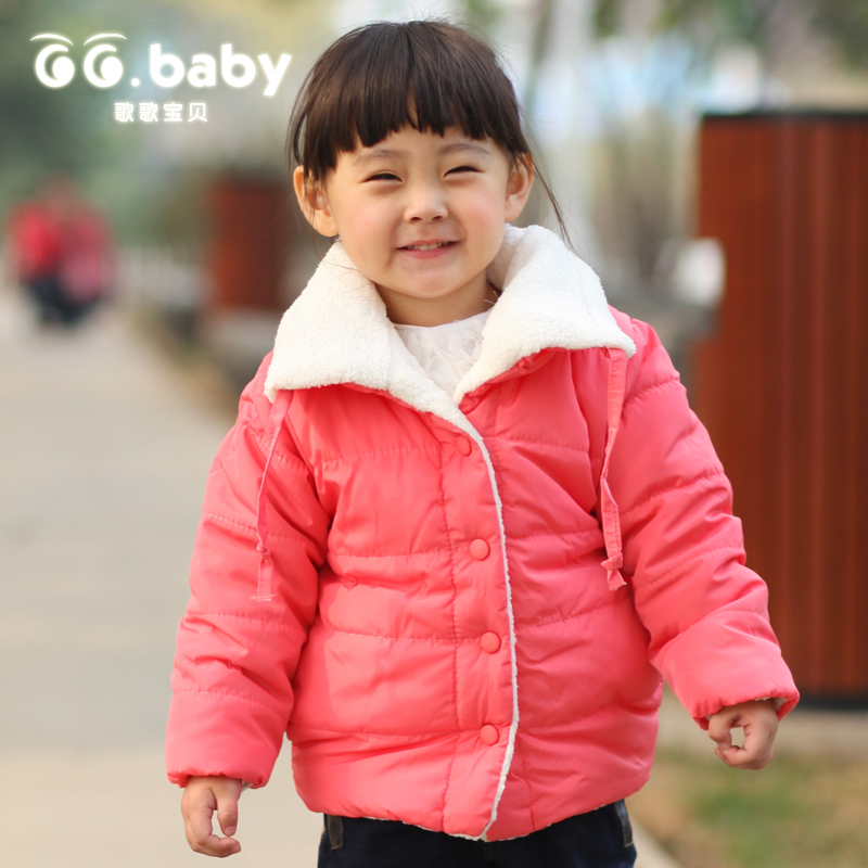 Baby 2012 autumn and winter female child solid color outerwear fleece wadded jacket baby outerwear