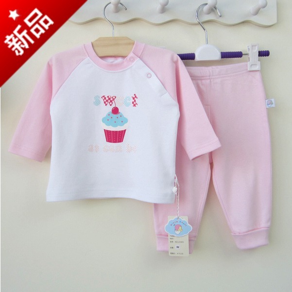 Baby autumn and winter 100% cotton underwear set newborn clothing clothes clothing girls clothing sleepwear