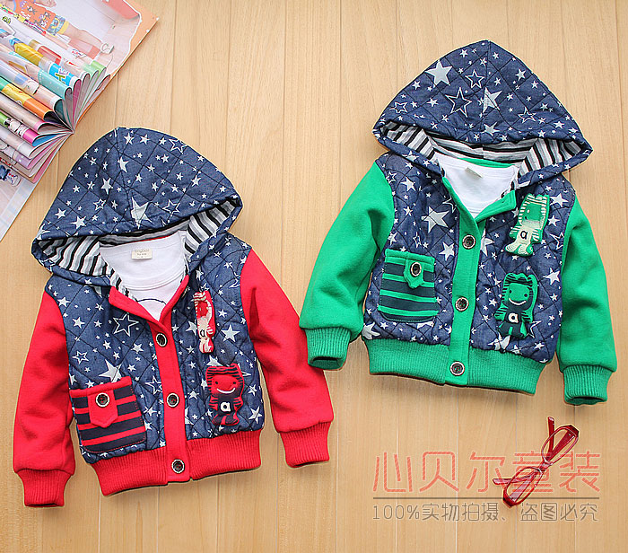 Baby autumn children's clothing baby thickening outerwear child jacket outerwear male female child short trench outerwear