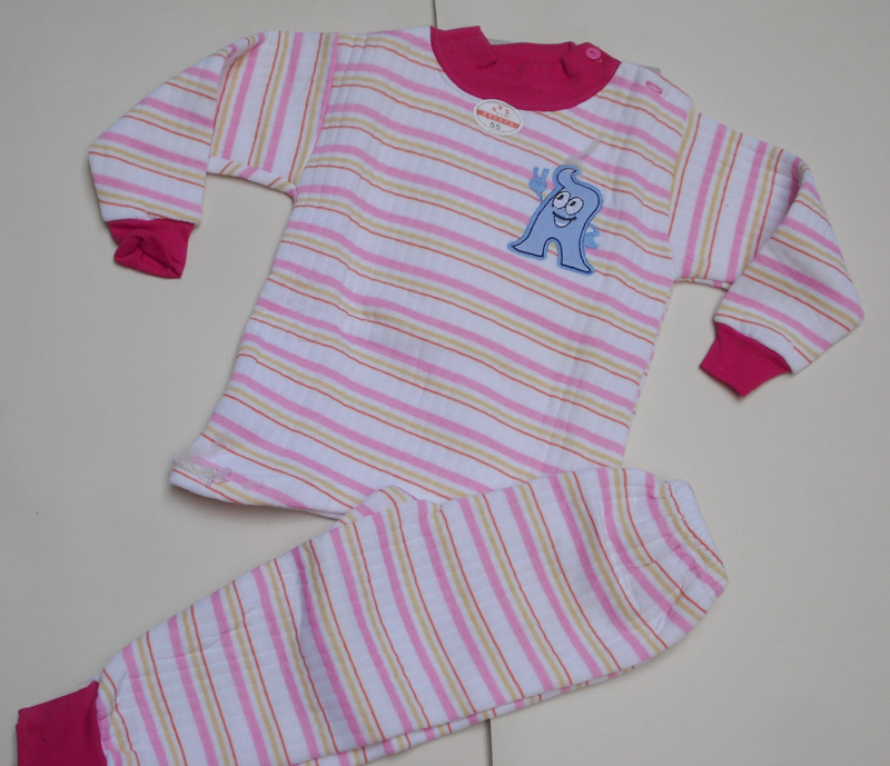 Baby baby thermal underwear set child buckle 100% cotton underwear female child