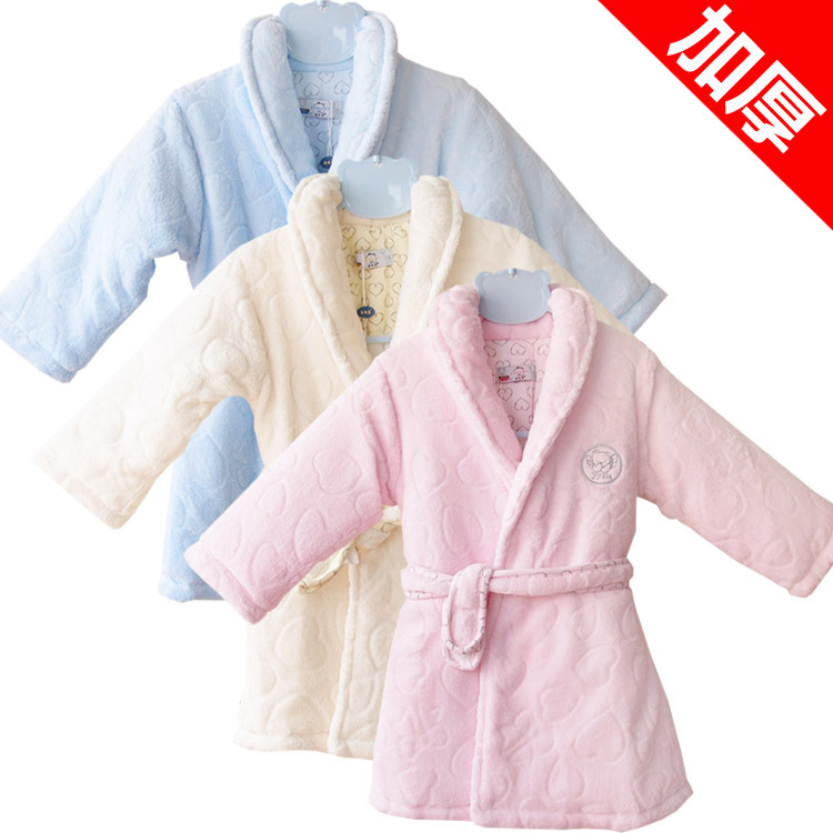 Baby child thickening coral fleece stand collar robe baby sleepwear baby lounge