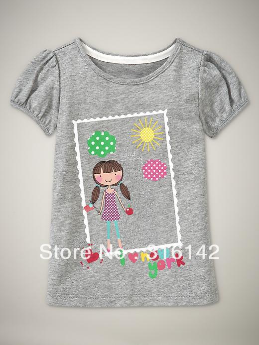 Baby/Children  Girl 100% cotton knitted short sleeve T shirt Baby Shirt Kids Clothes Children Clothing  6piece/lot