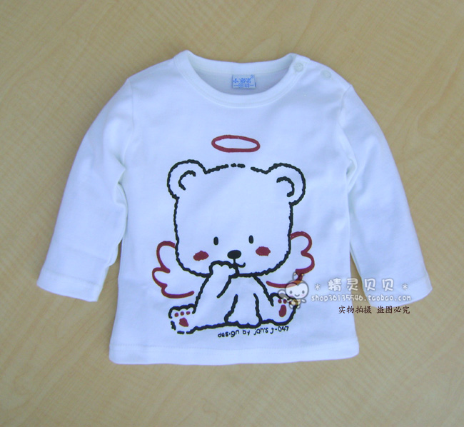 Baby clothes 100% cotton underwear cute cartoon t-shirt male 100% cotton long-sleeve thermal basic shirt clothes
