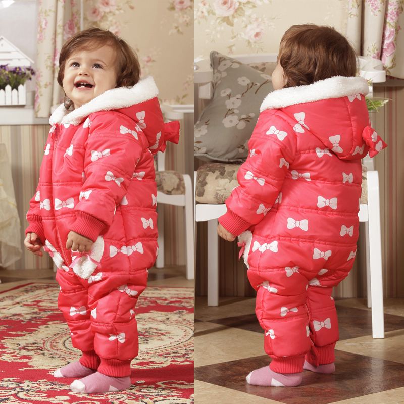 Baby clothes female baby clothes winter 0-1 year old 1 - 2 years old red thickening bodysuit wadded jacket