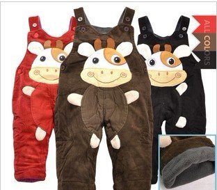 Baby corduroy  Romper with thickened woolen, Baby suspender trousers #8074
