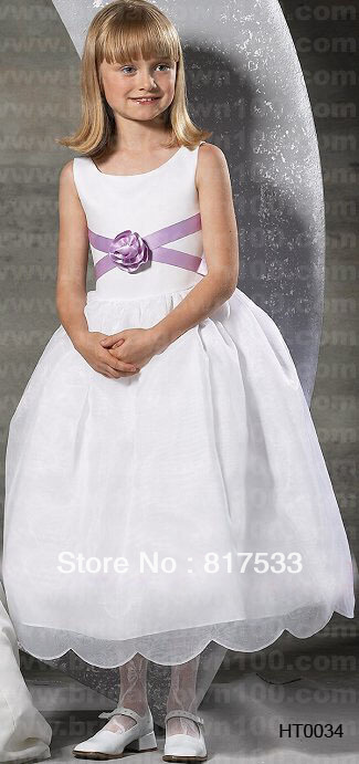 baby dress princess 2012 hot flower girl dresses scoop lilac handmade flower ball gown ankle length organza jewel band wave edge