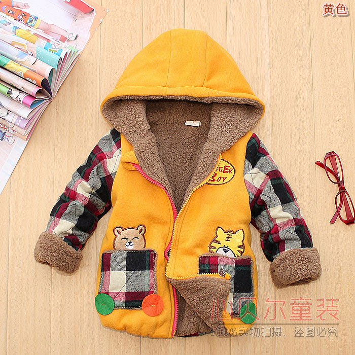Baby dresses children's clothing autumn and winter baby wadded jacket child plus velvet folder cotton-padded coat male female