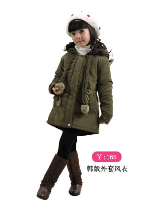 Baby female child wadded jacket trench outerwear thickening cotton trench