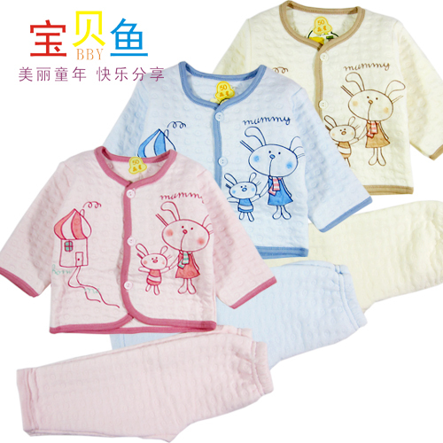 Baby fish baby thermal underwear set 100% cotton child thermal underwear set rabbit mother paragraph