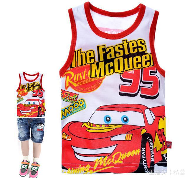 Baby gift ! Cartoon Cars printed cotton vest boy's wear summer top BB1158804919