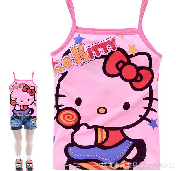 Baby gift ! Cartoon KT cat Printed cotton halter top vest BB1218382975
