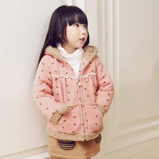 Baby girls clothing hot-selling 2013 dot print thickening all-match 100% cotton flannelet zipper cotton-padded jacket