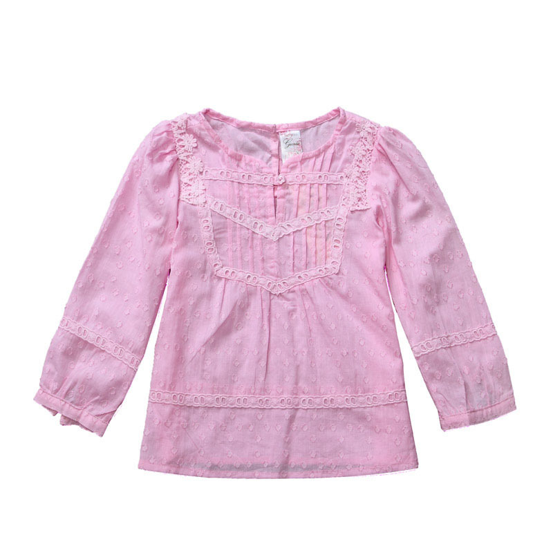 baby girls Cotton Lace long sleeve shirt, beautiful lace fold shirts ZA1690