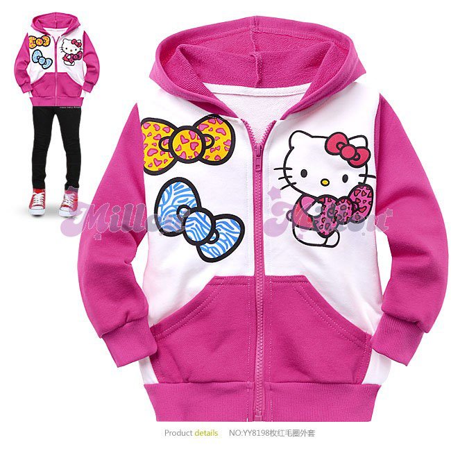 baby girls hooded coat,cute hello kitty hoodies spring autumn wear,girls sweatshirts coats,free shipping 6pcs/lot