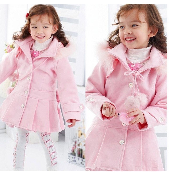 baby girls trench coat hooded windbreaker thick warm outwear children autumn winter clothing free shipping