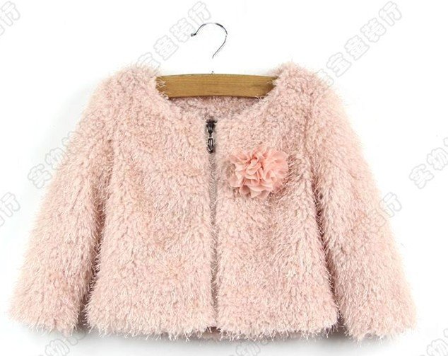 Baby girls tweed coat O-neck kids  outwear with flower children soft coat 6 pcs/lot chinapost