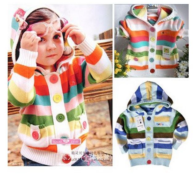 baby hooded sweater boys girls colorful striped cardigan kids casual cotton coat children spring autumn outwear top clothes