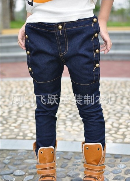 Baby jeans boy double breasted jeans boy pants children cotton cowboy pants leg boy tight jeans Free shipping (5 pieces/lot)
