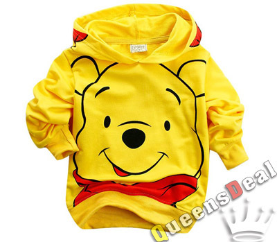 Baby Kids Girls Cotton Outwear Yellow Bear Coats Sweater hoodies For  3-8 Years Wholesale 1 Lot 6PCS