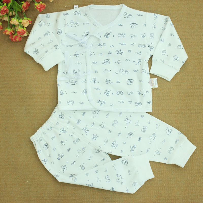 Baby newborn 100% cotton lacing underwear set baby 100% cotton autumn and winter combed cotton clothes