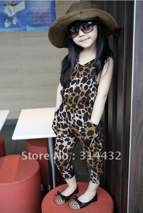 Baby One-Piece Romper girls pants new leopard Jumpsuits children Rompers Child Nine Point Trouse