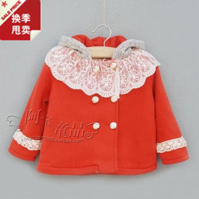 Baby outerwear cloak trench thermal thickening hooded double breasted 80-120cm