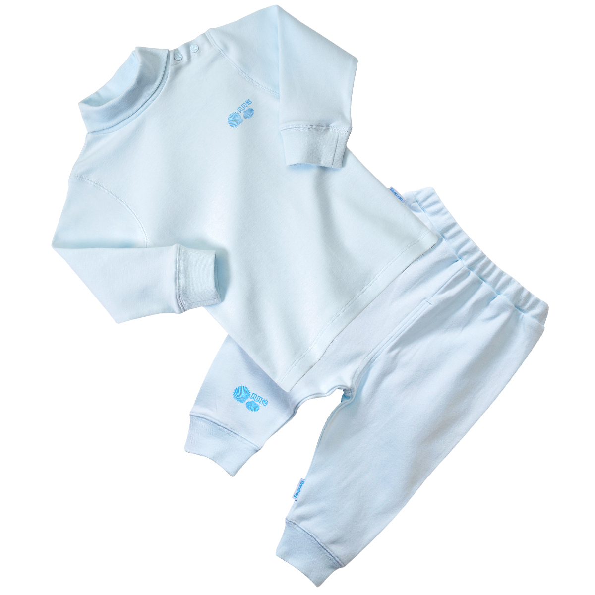 Baby plain 100% cotton turtleneck set baby thermal underwear set 100% cotton