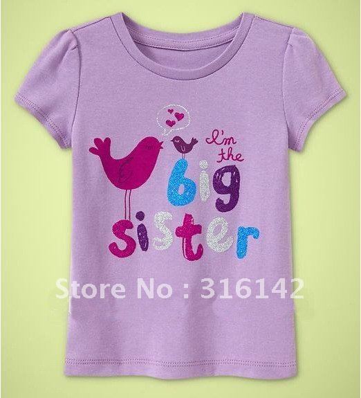 baby short sleeve tee, cotton t shirt, o-neck, purple 6pcs/lot JK-3658