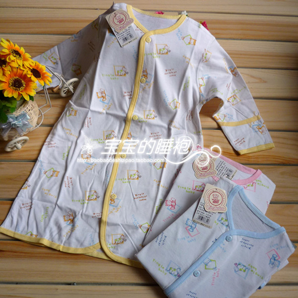 Baby sleepwear thermal 100% cotton ecgii baby robe child bathrobe nightgown