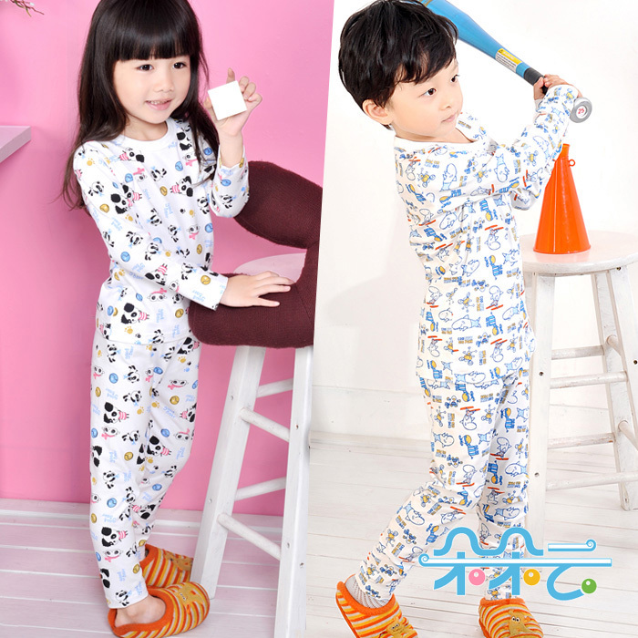 Baby spring and autumn children's clothing print male female child twinset baby underwear set tt-690