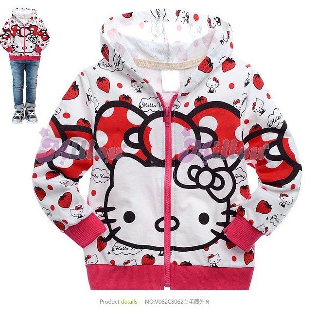 Baby spring autumn long sleeve hot hello kitty sweatshirts hoodies coat clothes Free shipping 6pcs/lot