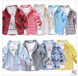 Baby spring  shirt boys and girls long sleeve lapel shirt children square collar cotton shirt thin cardigan