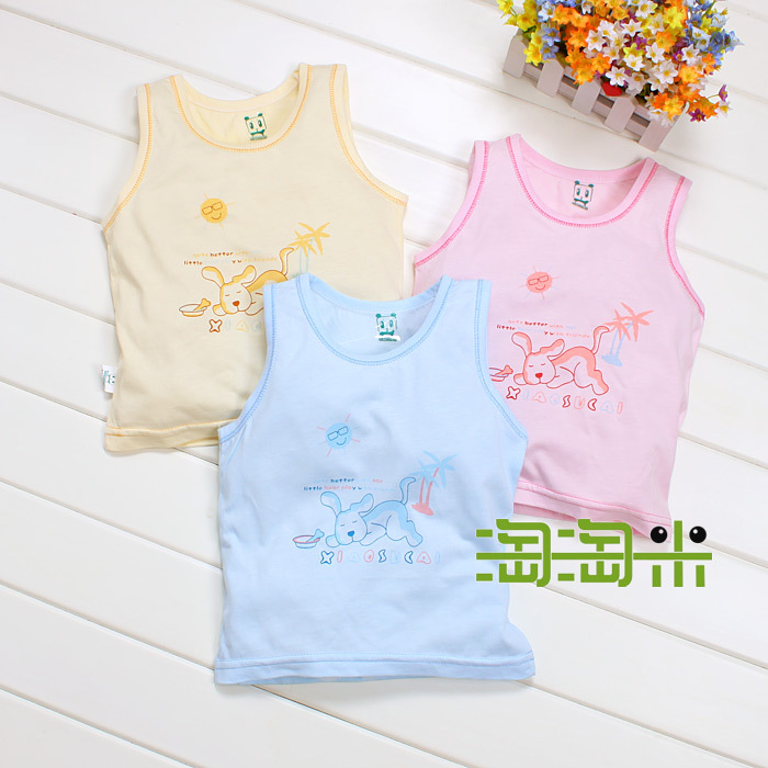 Baby summer bamboo fibre vest child sleeveless T-shirt male child girls clothing newborn clothes