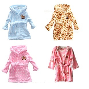 Baby supplies child robe flannel robe sleepwear bathrobes lounge coral fleece