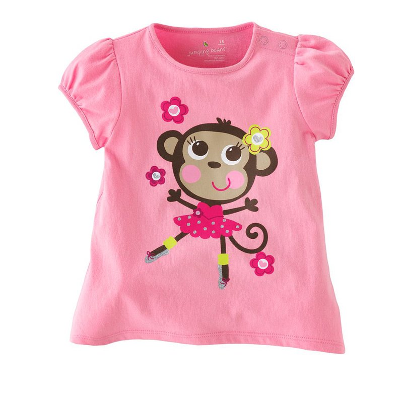 baby t shirt cotton tee short sleeve pink 6pcs/lot 1 style = 6size H-32