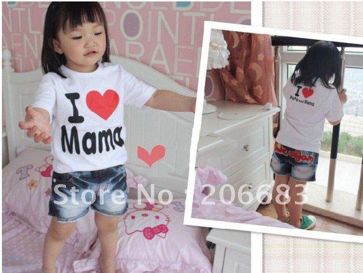 Baby T shirt I Love Papa I Love Mama T-shirts Baby's T-shirts boy girl's short sleeves t-shirts child t-shirt