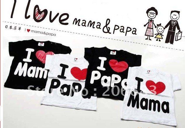 Baby T shirt I Love Papa I Love Mama T-shirts Baby's T-shirts boy girl's short sleeves t-shirts child t-shirt