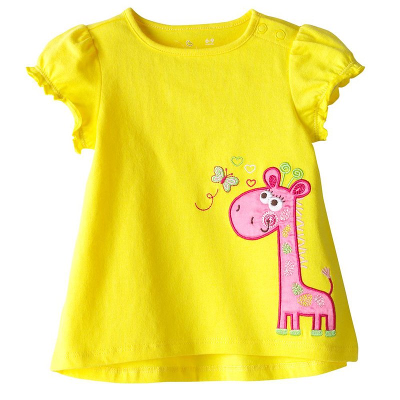 baby t shirt yellow pink animal short sleeve top 6pcs/lot 1 style = 6size H-21