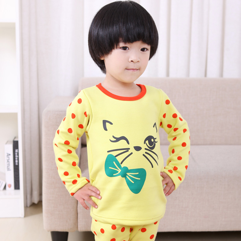 Baby thermal set male female child 2012 winter child thermal underwear plus velvet thickening set