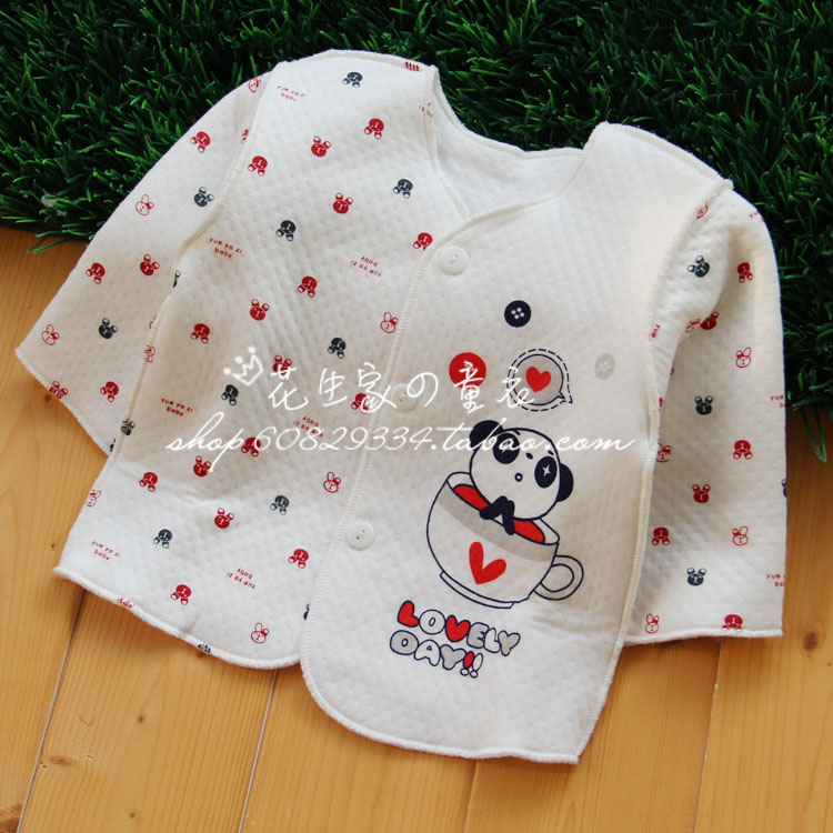 Baby thermal underwear top 100% cotton baby thermal cardigan baby underwear thickening 0 - 6