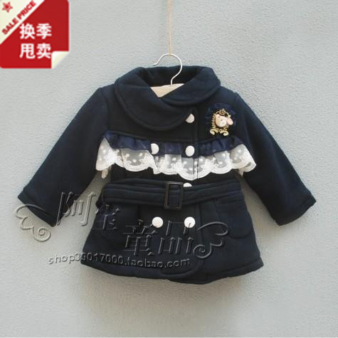Baby winter cotton-padded jacket thickening trench wadded jacket thickening sweatshirt