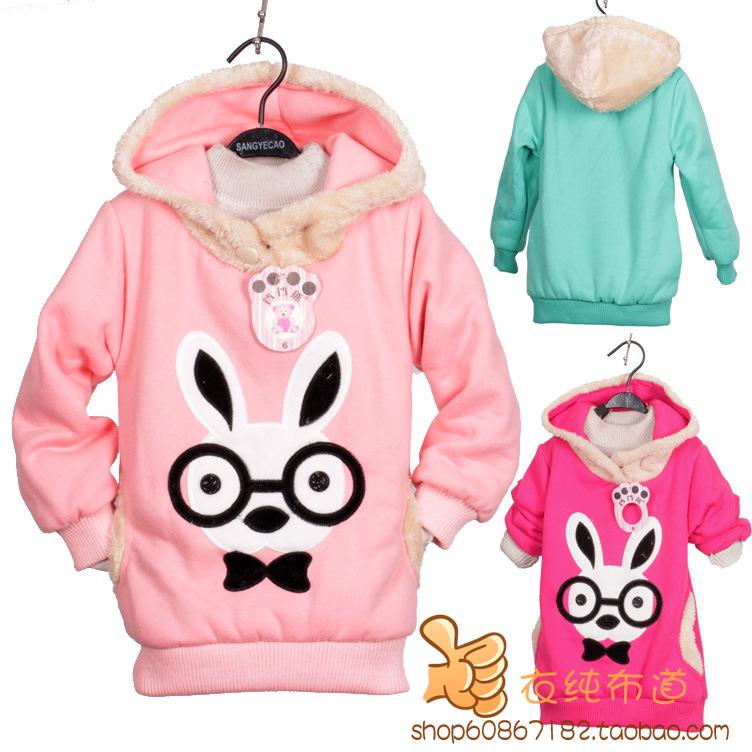 Babyrow Children's clothing female child outerwear rabbit glasses cartoon fleece sweatshirt