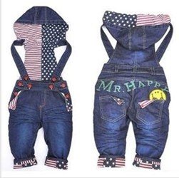 Babys boys Girls smile Jeans Overalls Mr happy Long Trousers Fashion Kids Overall pants