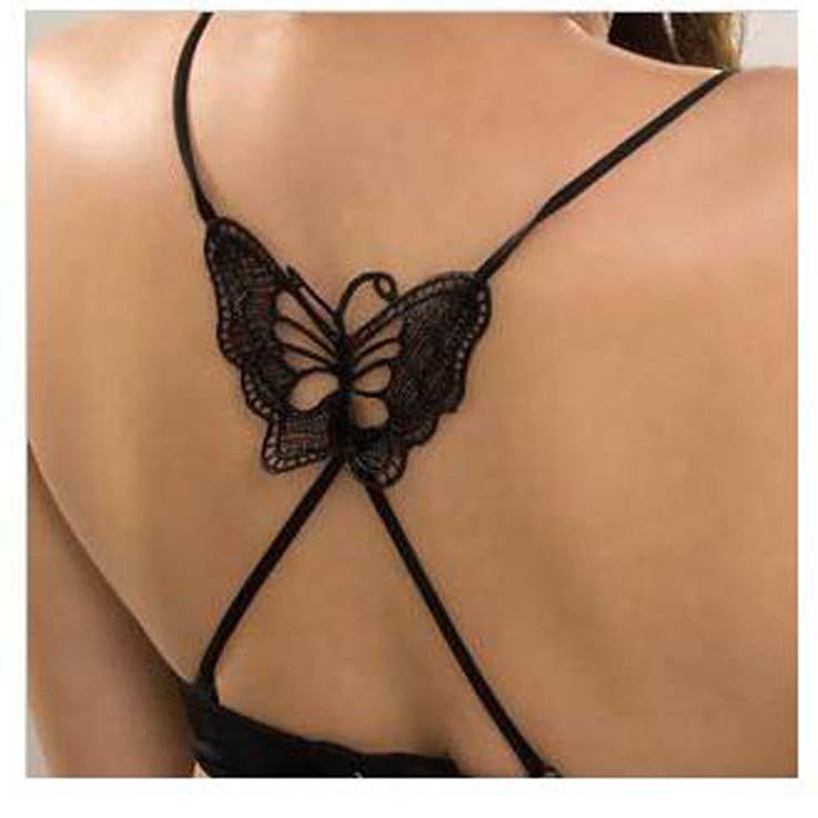 Back cross bow shoulder strap bra shoulder strap black white