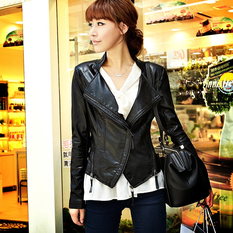 Bag mail 2012 autumn outerwear trecsure women's small leather clothing female short design slim PU jacket 21g3672