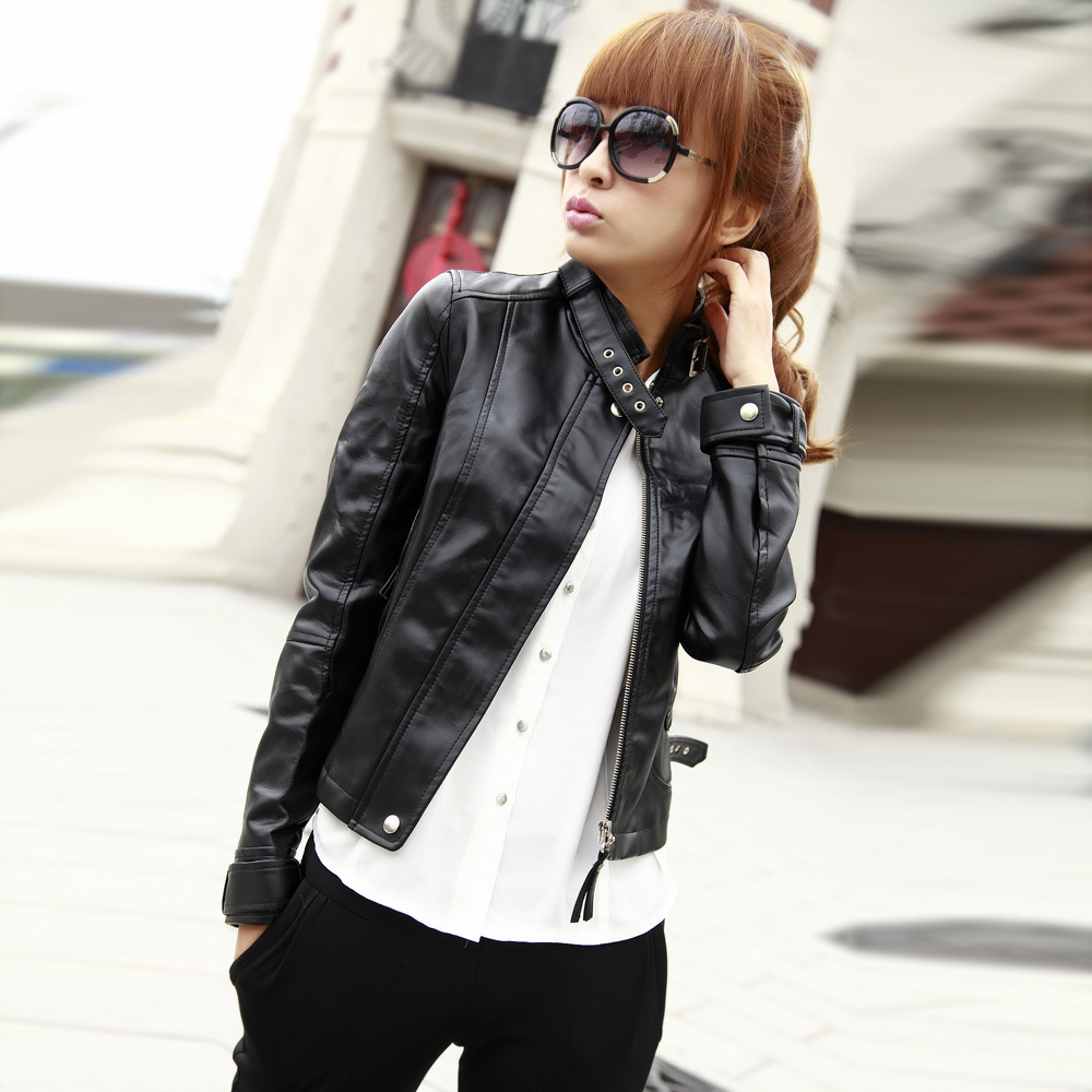 Bag mail Autumn leather clothing stand collar slim short design small leather clothing female outerwear y132a01