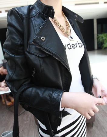Bag mail Small y type super short design handsome motorcycle outerwear leather clothing