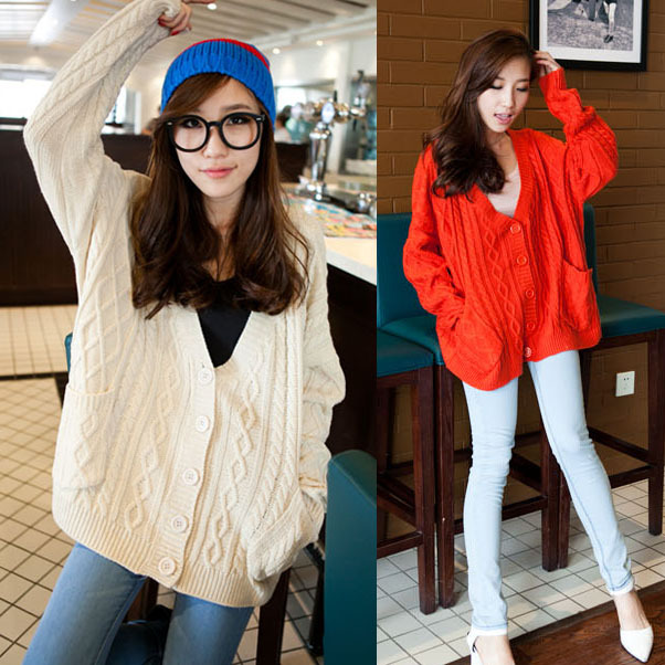 Bags V-neck twisted sweater cardigan 11735 free shipping