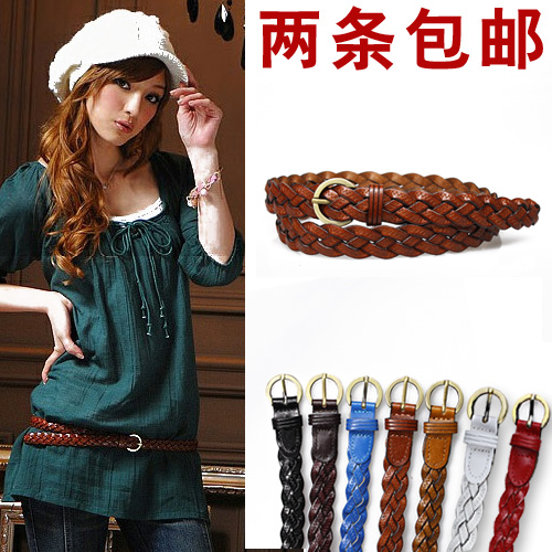 Baieku cowhide strap all-match twisted genuine leather belt cowhide women's thin belt female